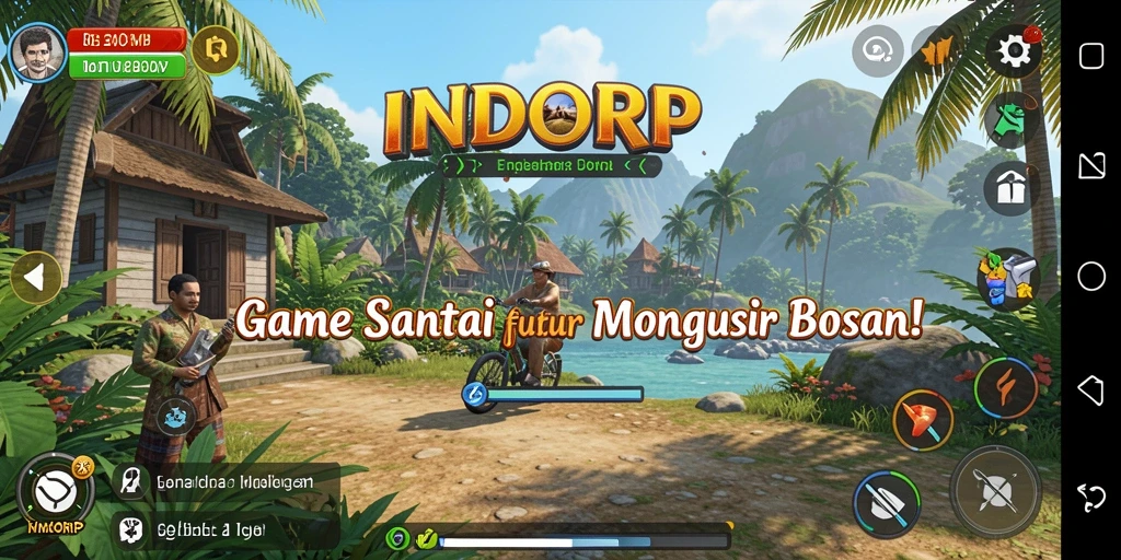Tampilan menarik dari gameplay INDORP yang penuh warna dan menenangkan.