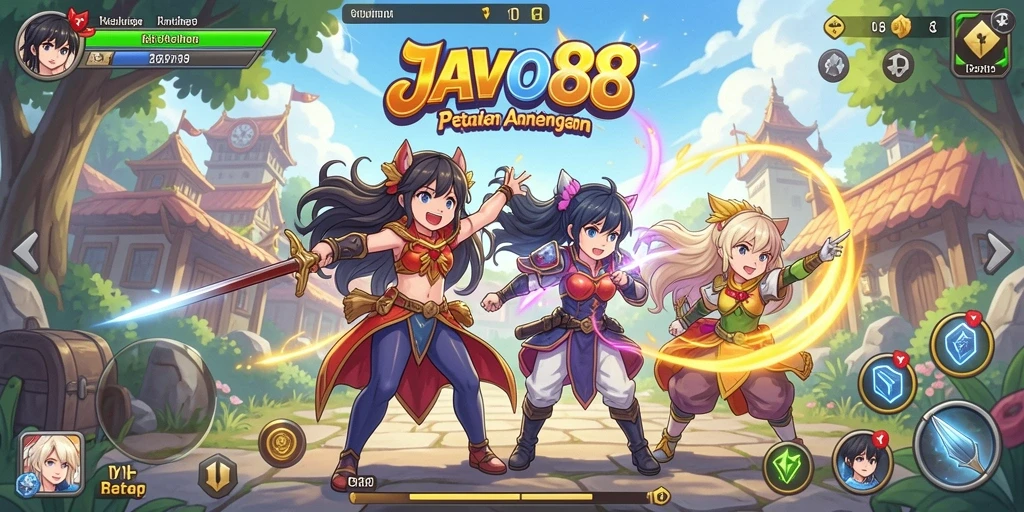 Tampilan gameplay seru di JAVO88 dengan karakter anime favorit.
