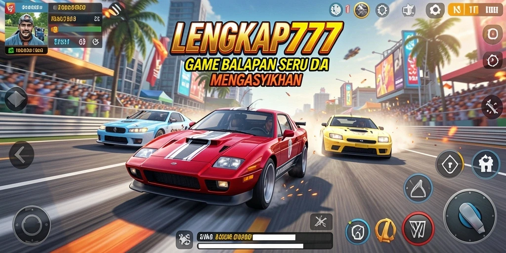 Tampilan gameplay balapan yang mendebarkan dari LENGKAP777.