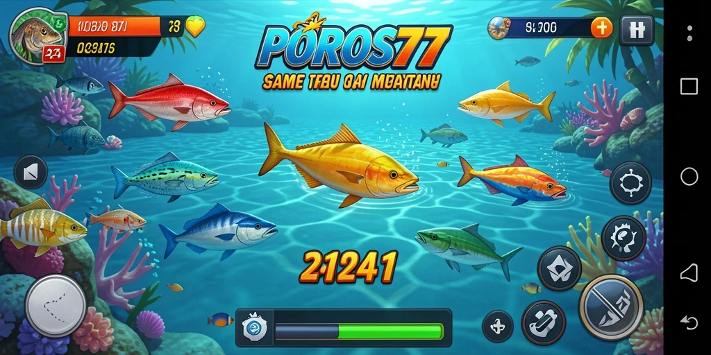 Tampilan gameplay <strong>POROS77</strong> yang menawan dengan aksi Tembak Ikan.