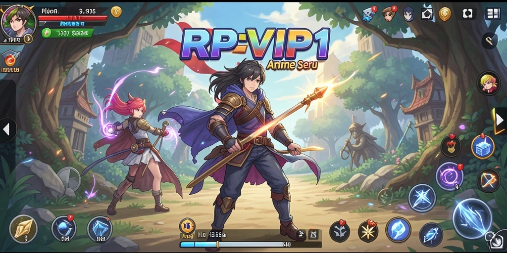 Tampilan gameplay RPVIP1 yang menarik dengan karakter Anime yang penuh warna.