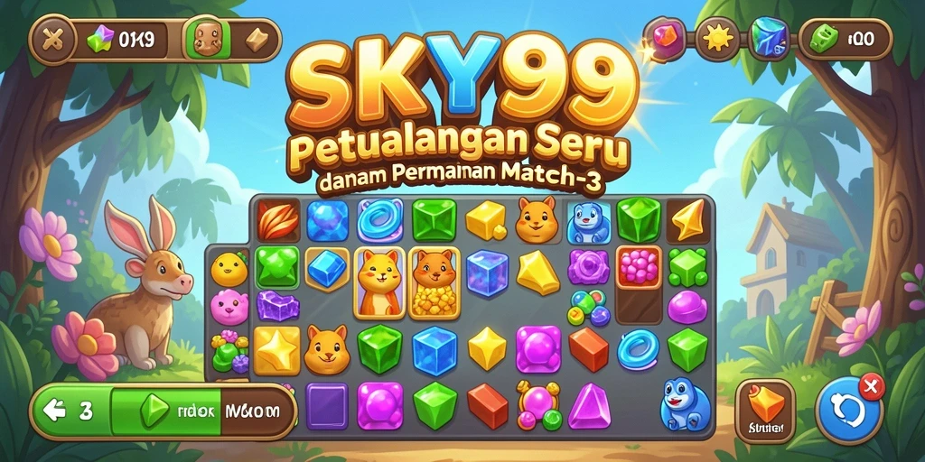 Tampilan seru gameplay Match-3 di SKY99.