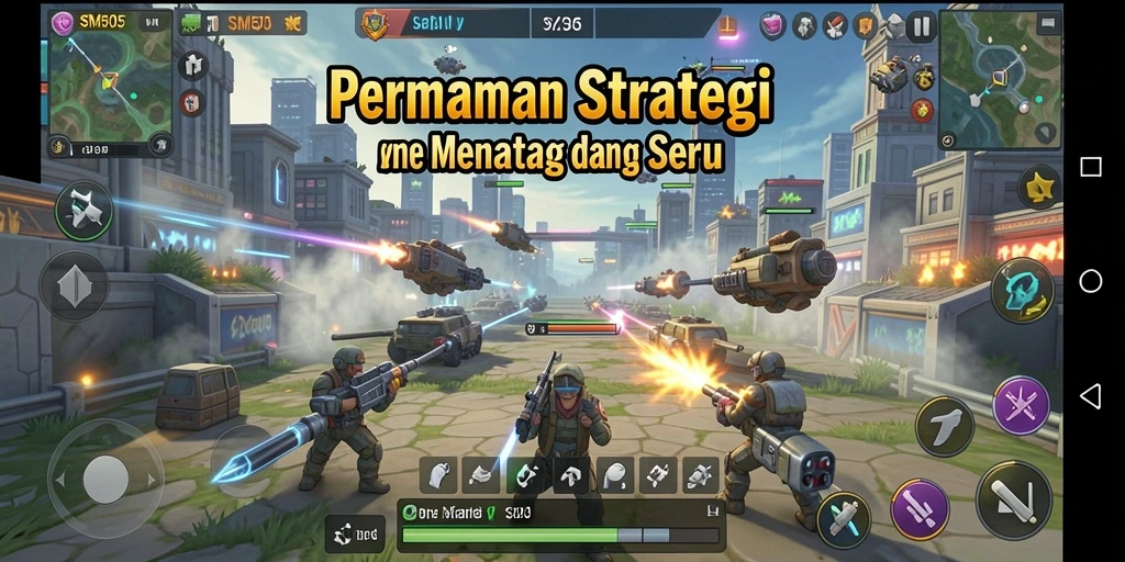 Tampilan gameplay SM605 yang penuh strategi dan taktik.